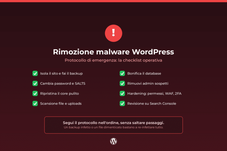 rimozione malware virus wordpress