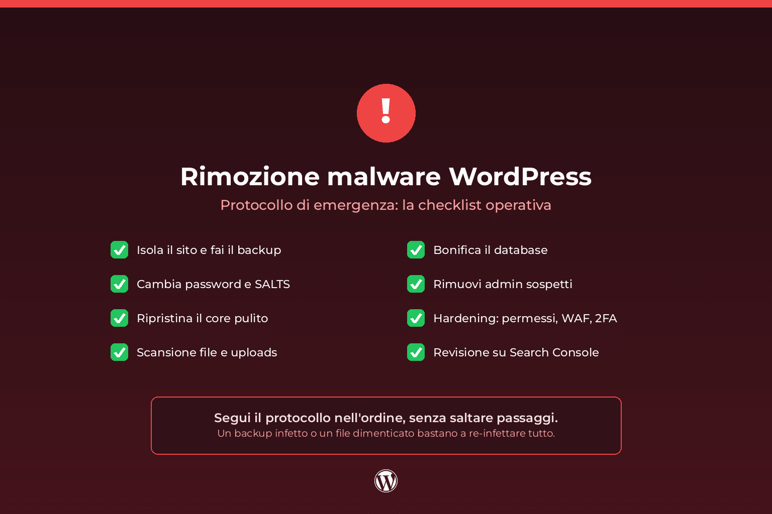 rimozione malware virus wordpress