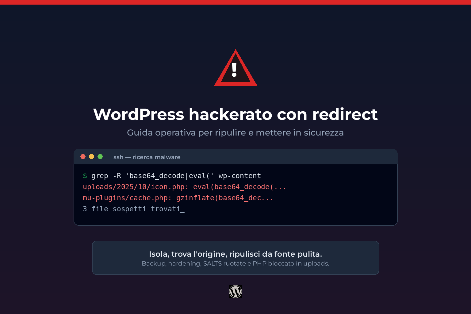 come ripulire wordpress hackerato virus