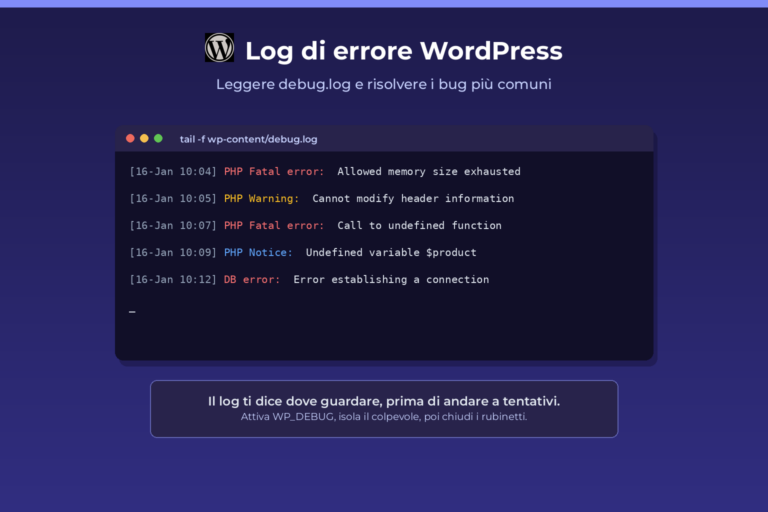 risoluzione problemi wordpress woocommerce debug