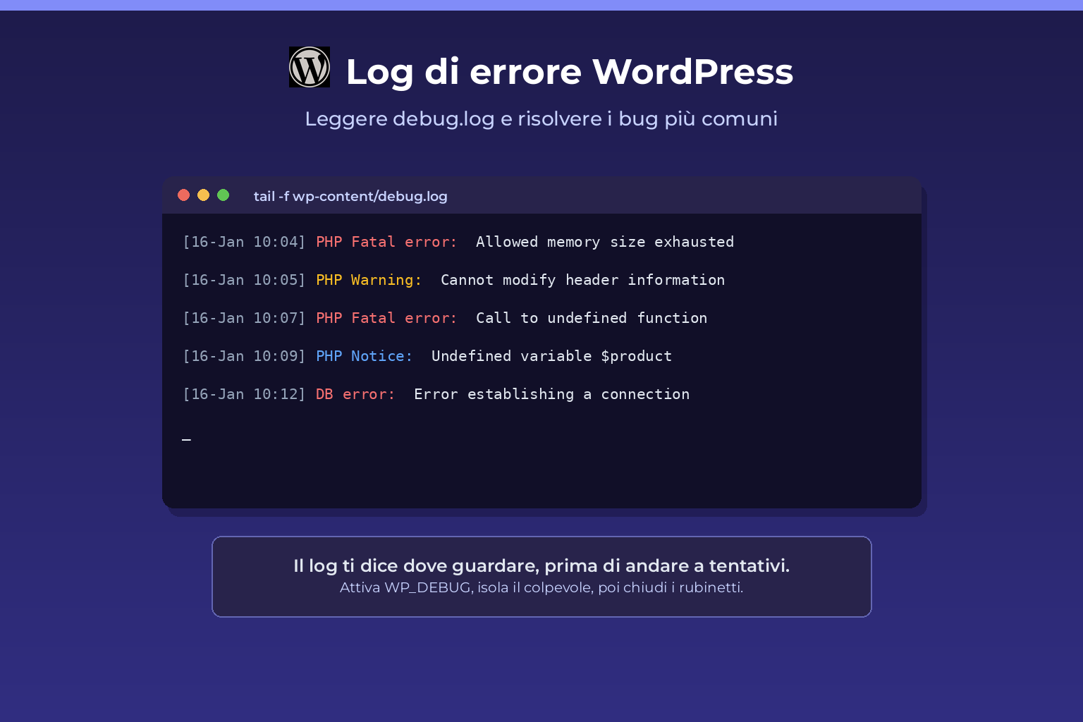 risoluzione problemi wordpress woocommerce debug