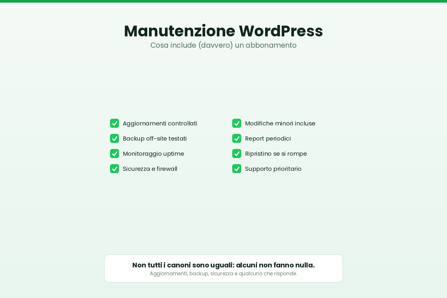 Cosa include davvero un abbonamento di manutenzione WordPress