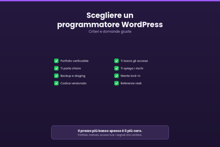 Criteri e campanelli d'allarme per scegliere un programmatore WordPress
